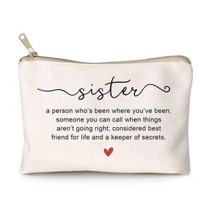 Sister Definition Makeup Bag, Sister Gift, Sister Birthday Present, Linen Cotton